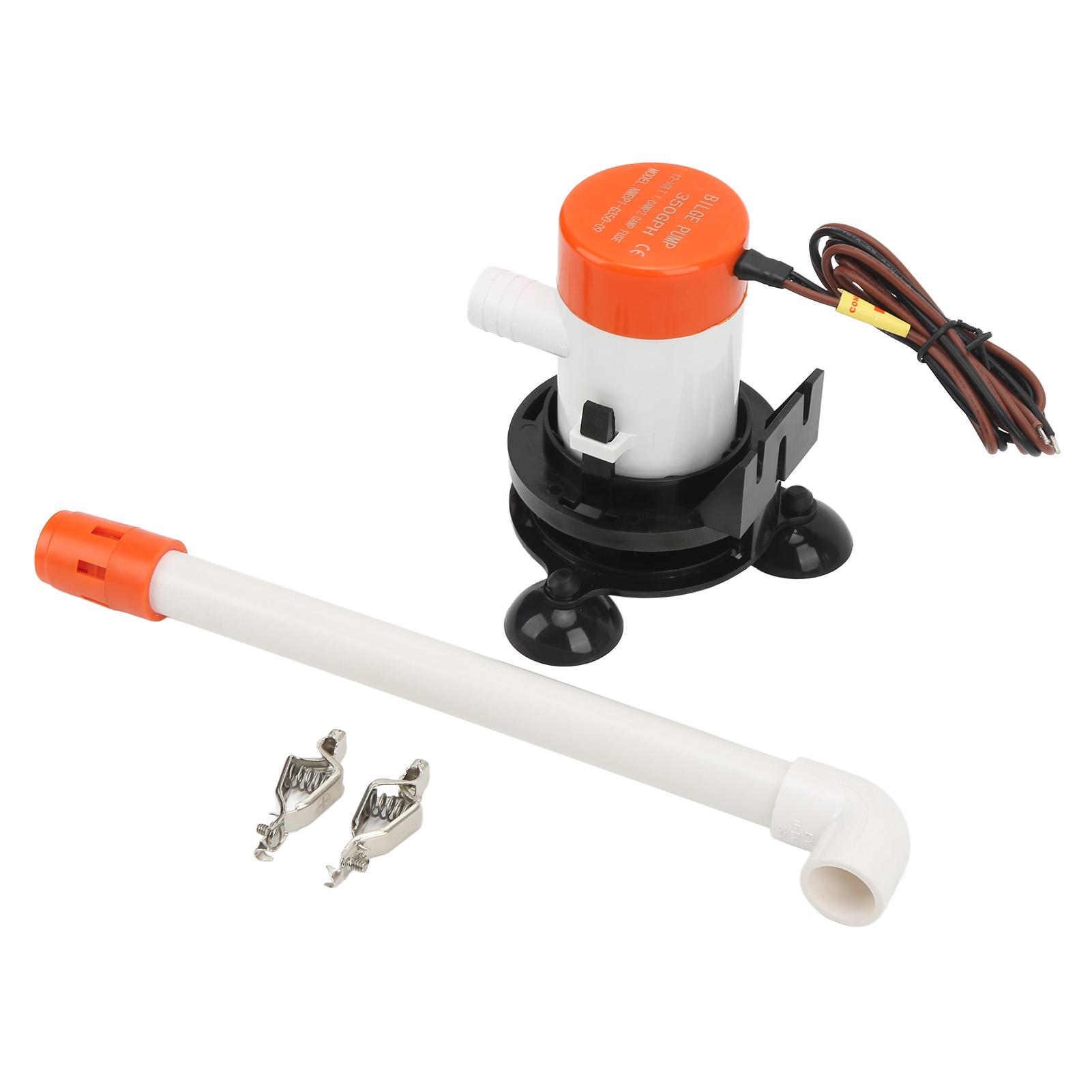 

350GPH 12V Livewell Baitwell Aerator Pump Submersible Portable Bottom Suction Cup for Marine Boat