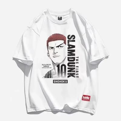 New Hot Slam Dunk Basketball T-shirt Anime Movie Theme Pure Cotton Short Sleeves Tee Unisex Group Neck Design Sports Clothes Top