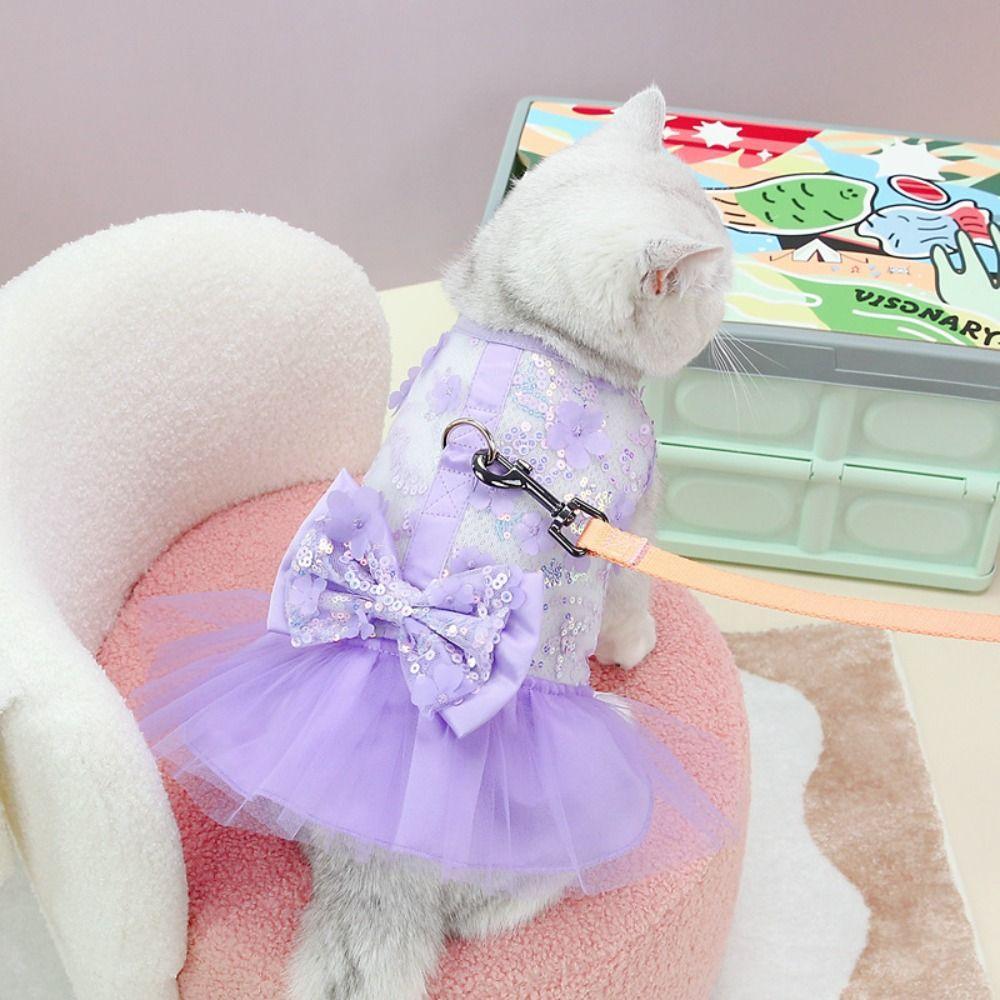 Soft Summer Pet Princess Skirt Sweet Dog Vest Harness Cat Apparel Dog Dress  Spring