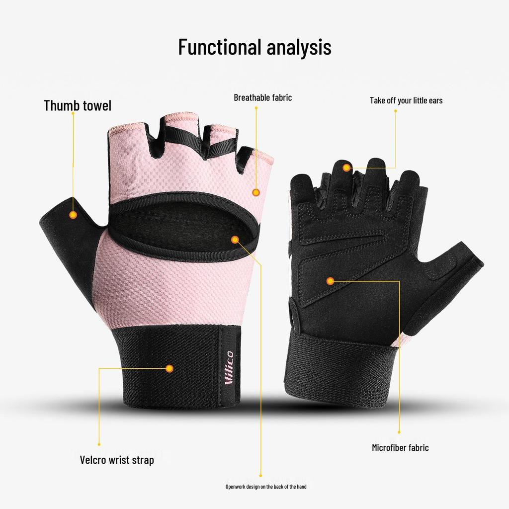 Guanti da Fitness Mezza Dita Antiscivolo Ammortizzanti da Donna - Resistenti all'Usura e Traspiranti per Yoga, Ciclismo e Allenamento.