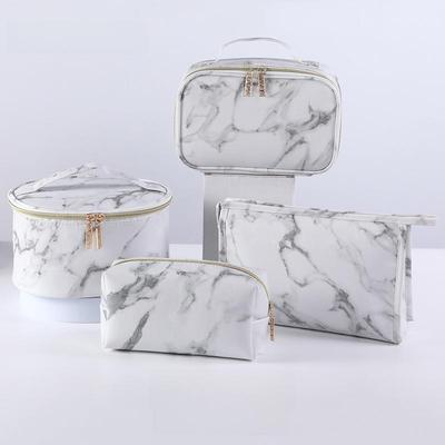 European & American PU Leather Marble Cosmetic Handbag - Portable Fashion Storage for Small Items