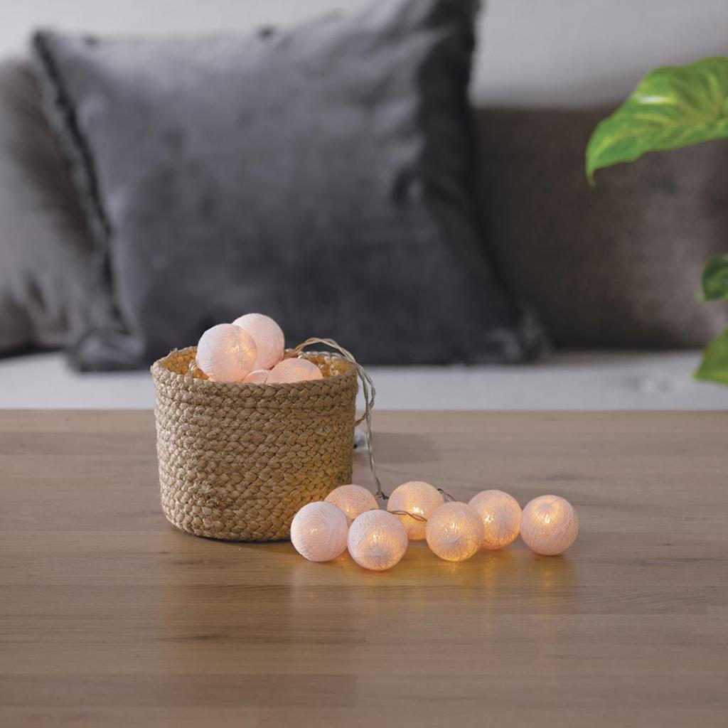 Cottonballs Led Garland Pink 16 Balls Battery Operated