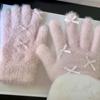1Pair Winter Warm Bow Gloves For Women Girls Cute Solid Color Gloves Cold Resistant Mittens Windproof Riding Gloves Gifts
