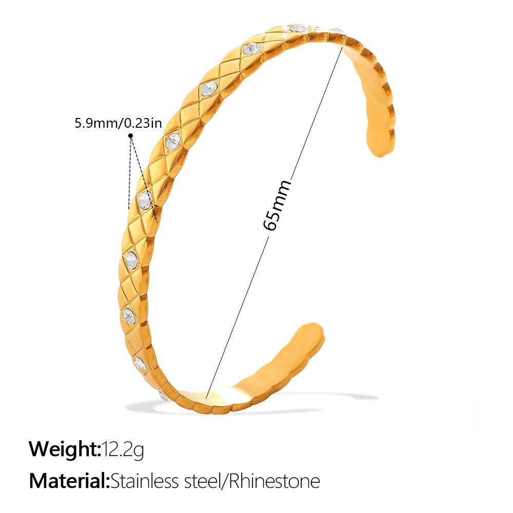 

European and American Gold Multi-style Bracelets, Woven Textures, Diamond-encrusted Designs, Fashionable Stacked Open Bracelets 2026 Resizable