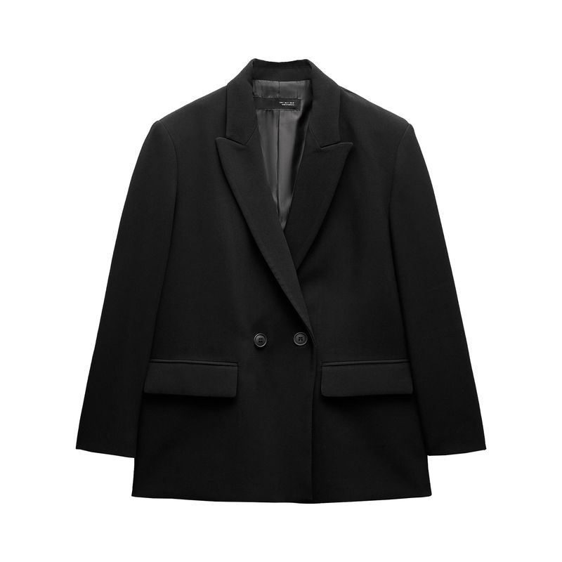 Zaprha 2025 Autumn New Elegant Lapel Long sleeve with Shoulder Pad Profile Double Placket Blazers 2753122