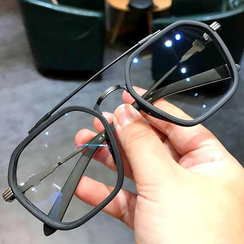 New Fashion Men Sunglasses Oversized Frame Women Anti-Blue Light Transparent Glasses Uv400 Eyewear Flat Mirror Eyeglass