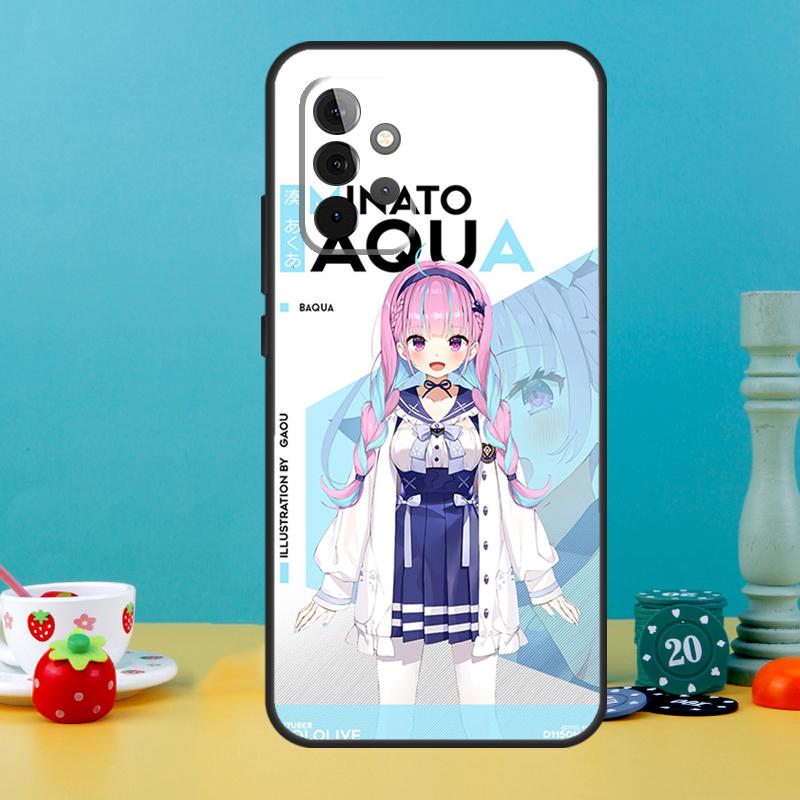 Minato Aqua Hololive Case For Samsung Galaxy A25 A54 A34 A14 A52 A32 A12 A13 A33 A53 A15 A16 A36 A56 A26 A05 A35 A55