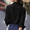 Women's Fashionable Casual Solid Color Long-sleeved Satin High-quality Blouse