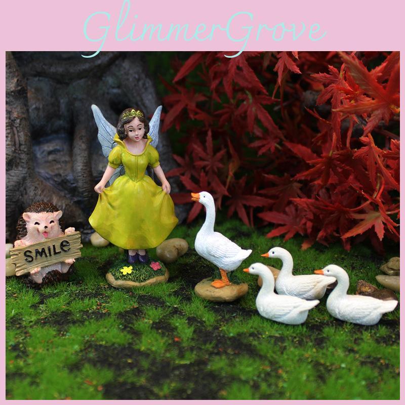 Resin Micro Landscape Fairy Garden Ornament With Duck And Hedgehog For Home Decor