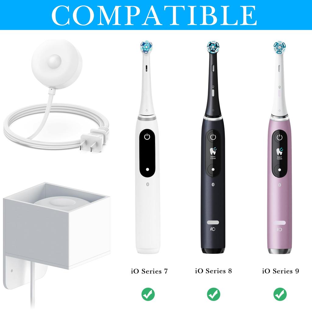 Linkidea Electric Toothbrush Charger Stand with Cable Electric Toothbrush Rack Compatible with iO Series Charger Wall-Mounted Holder, Dual-Tier