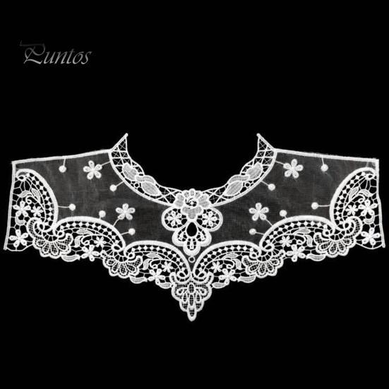 Lace Embroidered Fake Collar Hollow See-through Lace Flower Pattern False Collar Lace Embellished Clothing Accessory