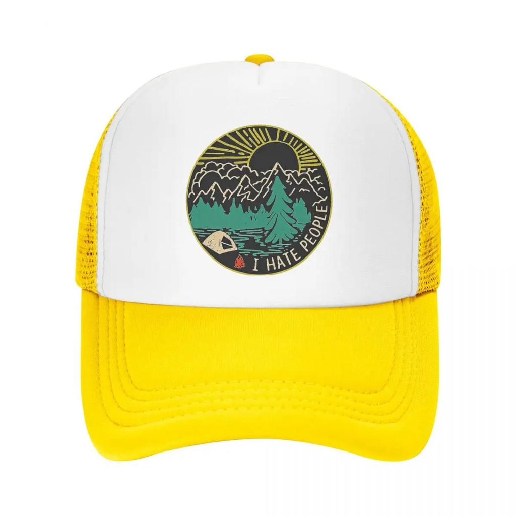 Custom Punk I Hate People Baseball Cap for Unisex Women Adjustable Adventure Camping Mountain Camper Trucker Hat Snapback Caps