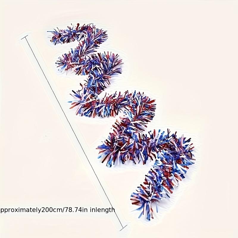 

2M America Independence Day Wreath American Flag Sequin Tinsel Garland Banner Home Wall Hanging 4th of July Party Decoration