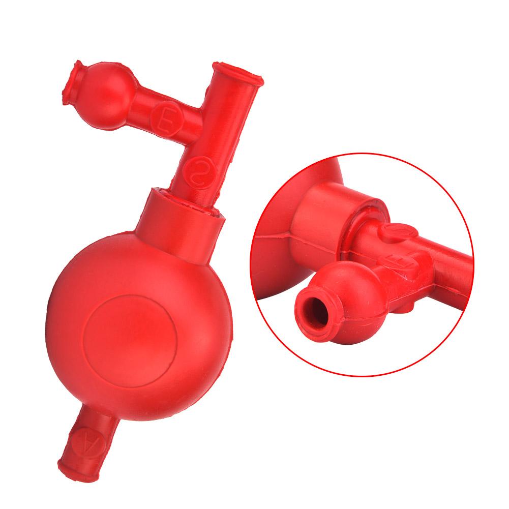 Rubber Suction Bulb Safe Pressure Quantitative Pipette Filler with 3 Valves (Red)
