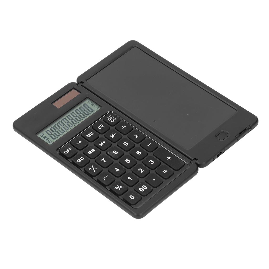Office Desk Calcultor Solar Powered Multifunctional Pocket Desktop Calculator with Writing Tablet Black