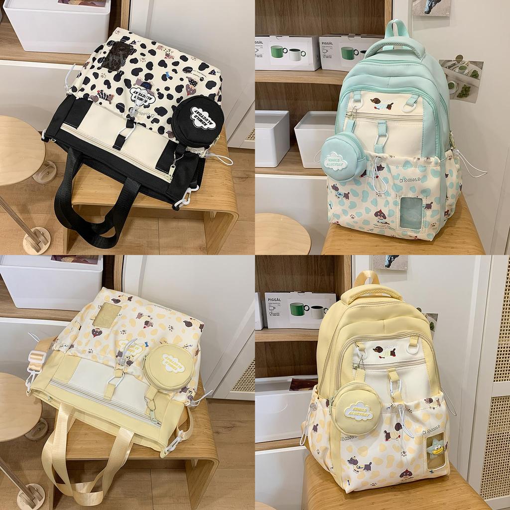 Leopard Print Backpack For Girls With Nylon And Pouch For School Use