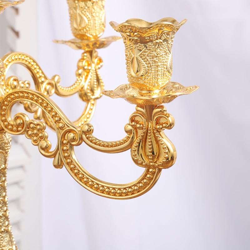 Luxurious European Taper Candle Holders Luxurious Carved Gold Metal Candelabra Enhancing Living Space Aesthetic Decors
