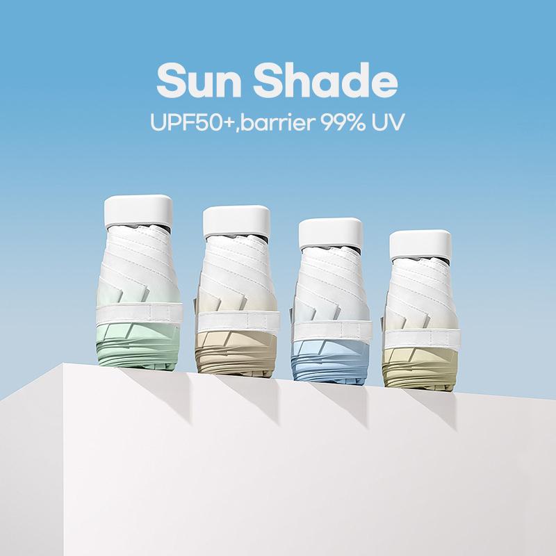 Verão Bonito Mini Guarda-chuva para Mulheres Gradiente Sol Guarda-chuva Guarda-chuva Luxo Seis Dobrável Pequeno Bolso UV Guarda-chuva