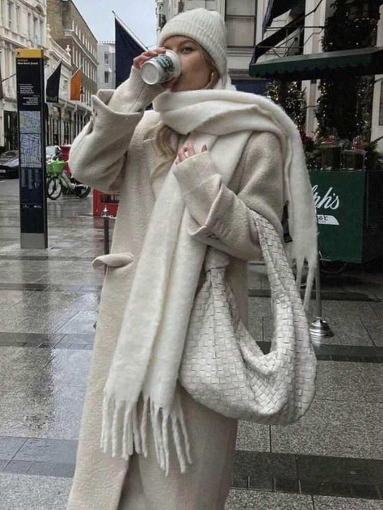 Luxury Winter Scarf for Women Cashmere Warm Solid Pashmina Shawl Wraps Female Thick Soft Poncho Chuncky Bufanda Tassel Echarpe