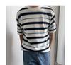 2024 Korean Striped Casual Loose-Fit Knit Crew Neck T-Shirt for Men