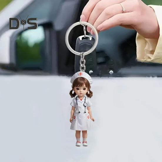 Nurse Keychain Pendant Symbol of Thanks Appreciation Nurse-themed Key Accessory for Medical Assistants Graduates