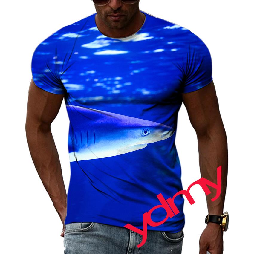 Summer Leisure Sharks And Whales Pattern Men's T-shirt Hip Hop 3D Print Personality  Rod Neck Short Sleeve Tops Fashion Clothes