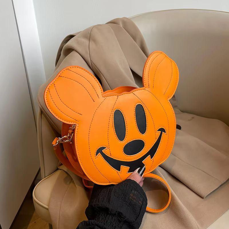 In Trick Pumpkin Oval Creative Splicing Animation  Halloween Niche Creativity Pu Zipper Routine Outdoor Leisure Girl Crossbody Bag
