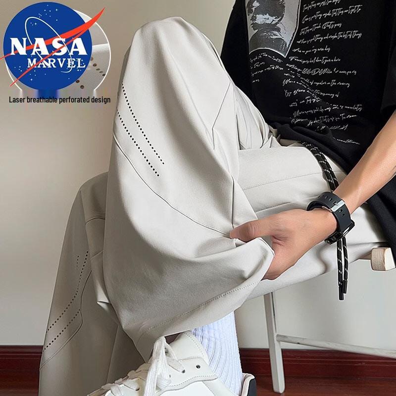 NASA MARVEL Men's Summer Ice-Cool Breathable Straight-Leg Casual Pants