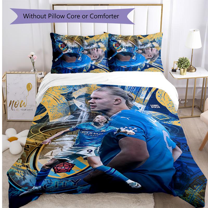 Set Biancheria da Letto 3 Pezzi con Stampa Modello Erling Haaland Morbido Delicato sulla Pelle Lavabile Copripiumino e Federe Set Stagione Unica Camera da Letto
