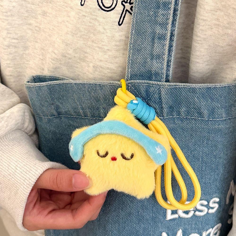 Soft Stars Keychains Cute Doll Couple Key Chain Kawaii Star Plush Key Chain  Bag Accessories