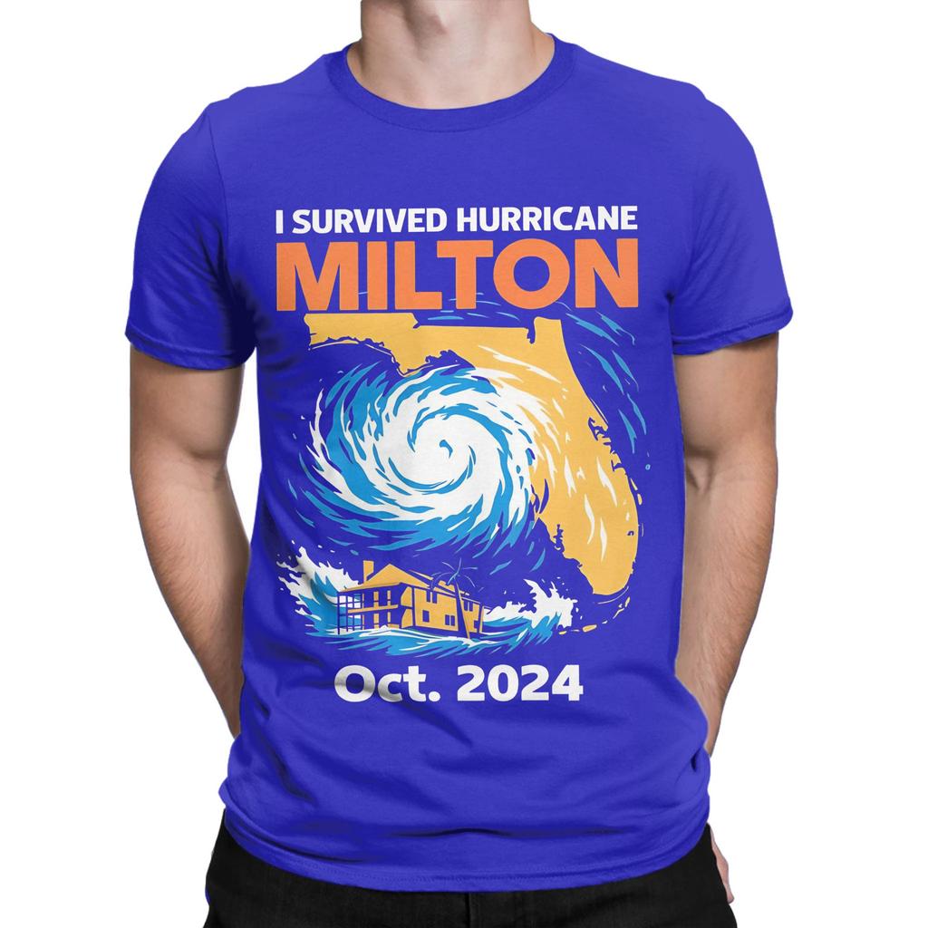 I Survived Hurricane Milton Florida Oct 2024 Novelty Graphic 100 Cotton TShirt Hurricane Tops Tees For Unisex