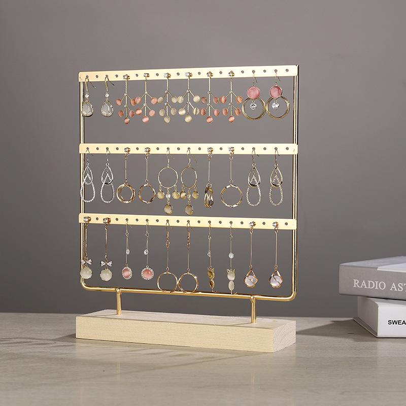 Solid Wood Iron Art Earring Holder Jewelry Display Stand for Home Storage and Hanging Ear Studs.