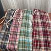 Plus Size High Waist Plaid Wide-Leg Ice Silk Pants for Women