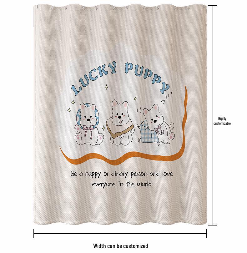 Shower Curtain with Cute Cartoon Design - Dry & Wet Separation, Punch-Free Installation