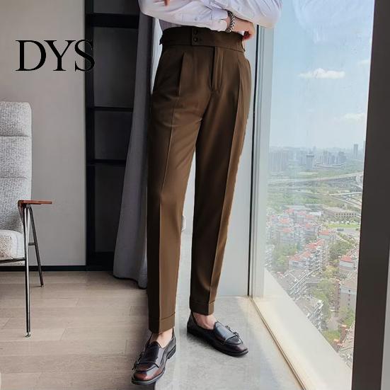 Elegante Formelle Hosen Herren Anzug Business Stil Gerade Beine Schmal Geschnitten Einfarbige Weiche Hohe Taille Vintage Taschen Atmungsaktiv Bürohosen Reißverschluss