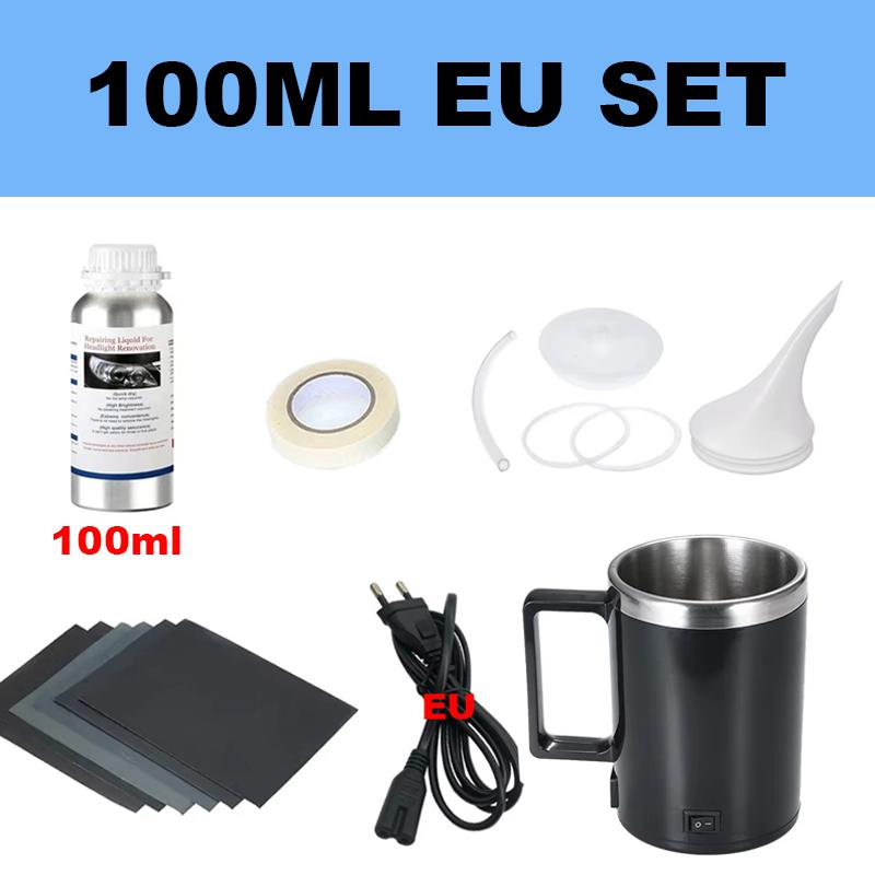 Черный Распылитель Чашка Комплект для Восстановления Фары Автомобиля Мотоцикла Раствор для Полировки Фары Восстанавливает Окисление/Пожелтение/Царапины 100ml чёрный