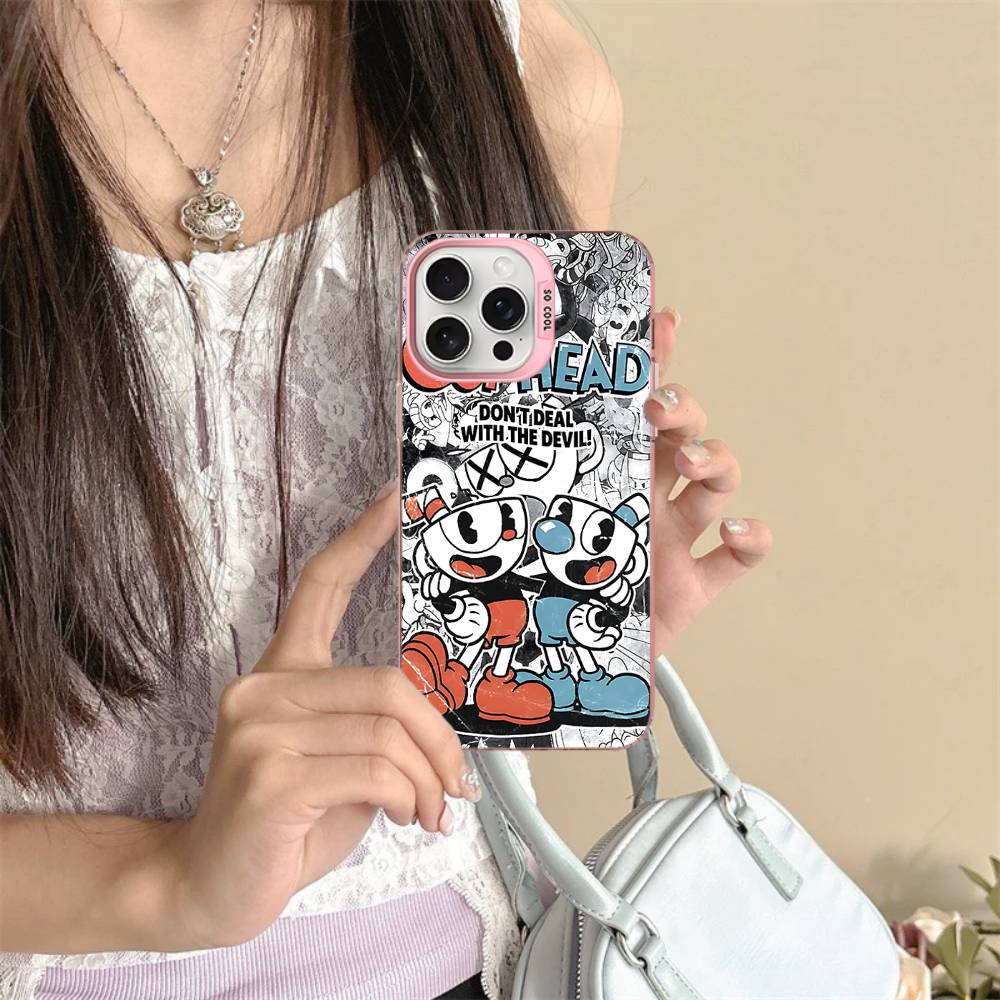 Anime Cuphead Cartoon Phone Case For IPhone 16 15 14 13 12 11 17 Pro MAX Plus Pro Matte Shockproof Cover