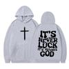 Sweatshirts Esthétiques Hommes Femmes Ce n'est Jamais la Chance C'est Toujours Dieu Hoodie Graphique Vintage Chrétien Hauts à Manches Longues Pulls