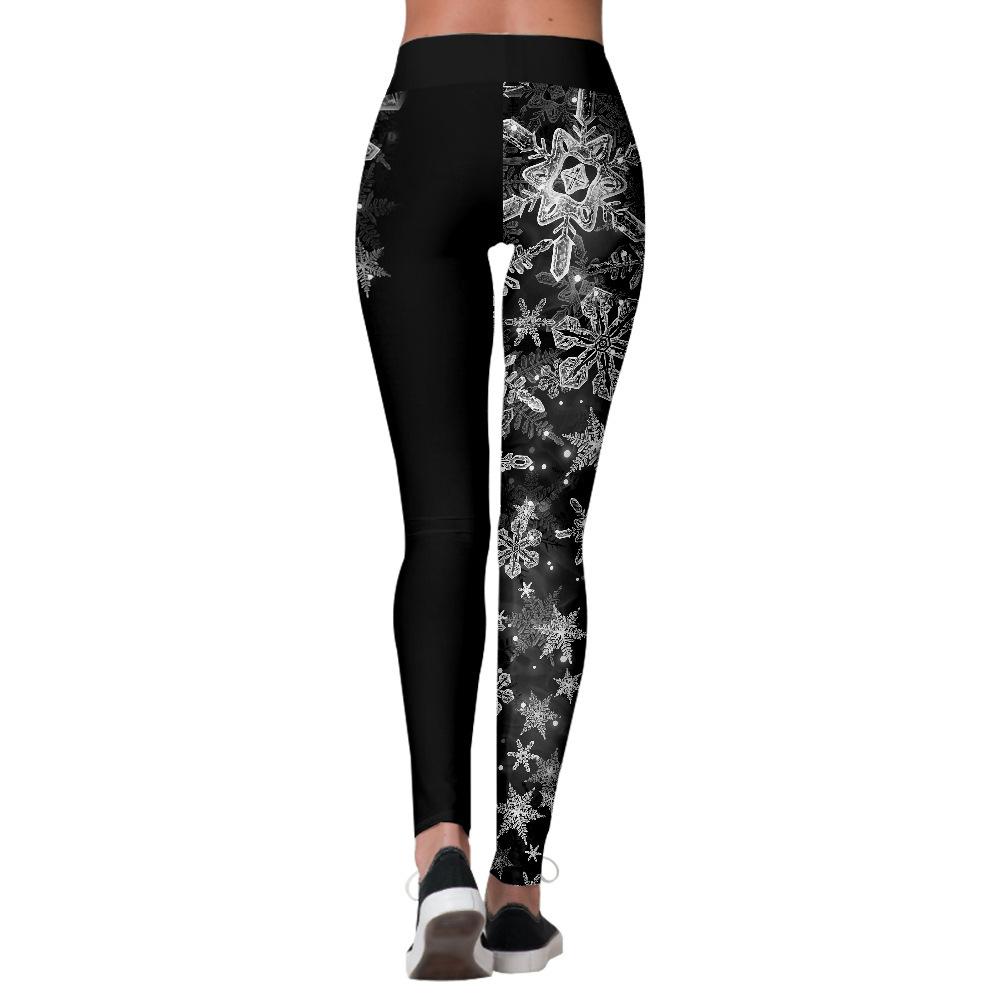 Snowflake Printed Fitness Pants As a Base for Christmas Ladies Yoga Pants