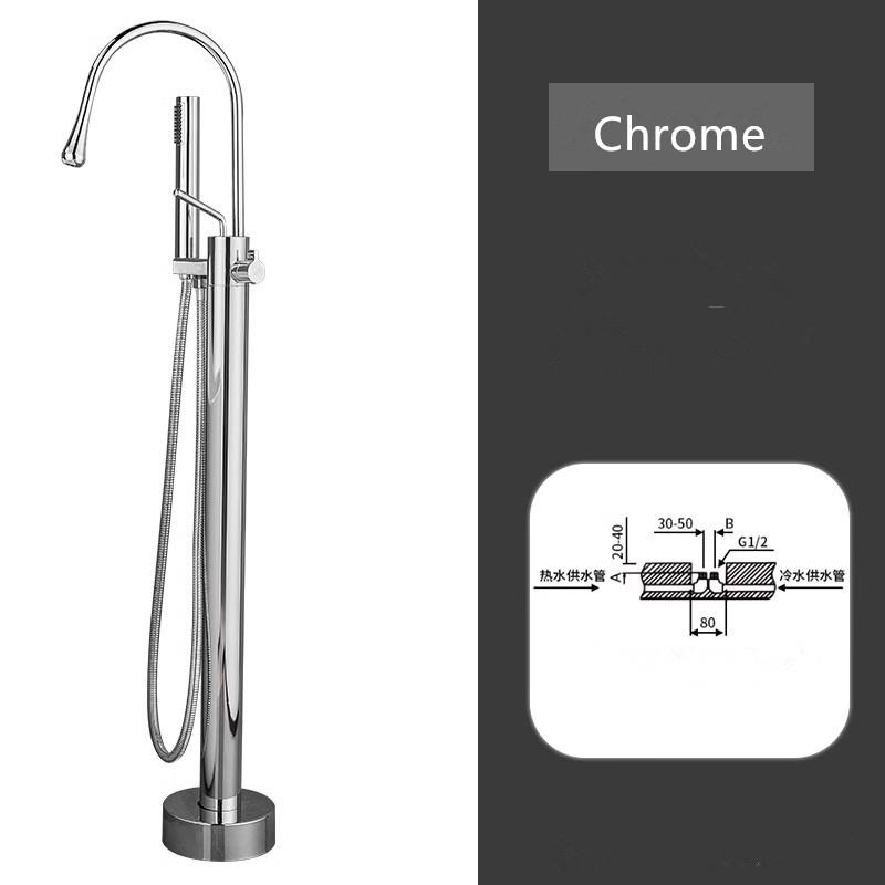 Brass Floor Standing Black Bathroom Bathtub Faucet + Handheld Shower Free Standing Chrome Luxury Grey BathTub Faucet Mixer Taps