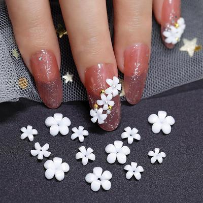 2021 White Resin 3D Five-Petal Flower Nail Art Accessories