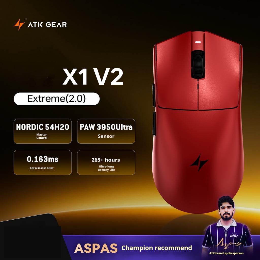 ATK X1 V2 Ultimate 2.0 Mouse Wireless Paw3950 Utrla 54g Lightweight 750ips 0.163ms Low Latency 650ips Gamer New Accessory Gifts