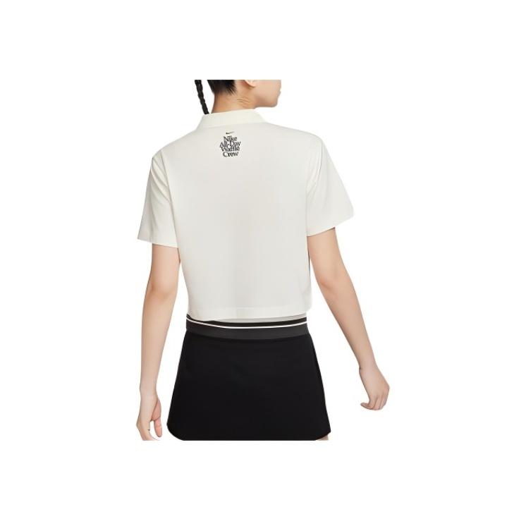 Nike Alphabet Print Comfortable Casual Sports Short Sleeve Polo Shirt Women Tops Milk-White HQ1199-133