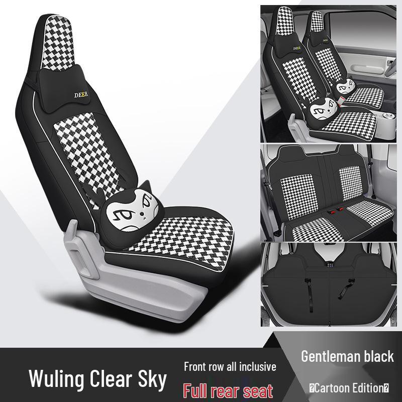 Wuling Sunny Spezielles Autositzkissen: Ganzjahres-, Vollumfassendes Design mit Leder, Faserleinen und Cartoon-Mustern
