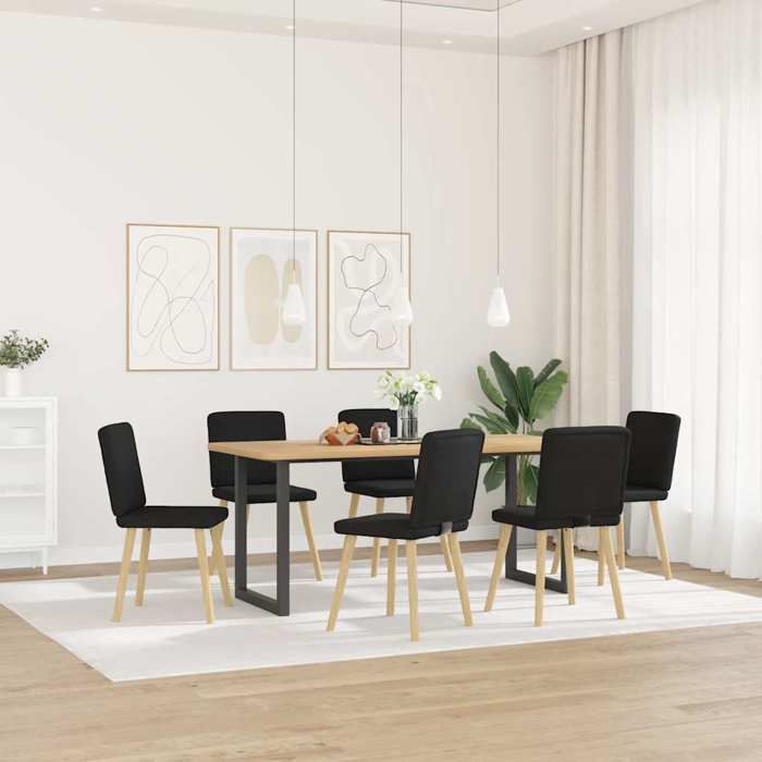 VidaXL Dining Chairs Set of 6 Black Fabric, Chair, Living Room Chair, Accent Chair, Kitchen Chair, Dining Room Seat 3315569