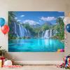 (2D plane) 1 piece of tropical waterfall landscape art photography background image made of polyester fiber easy to hang