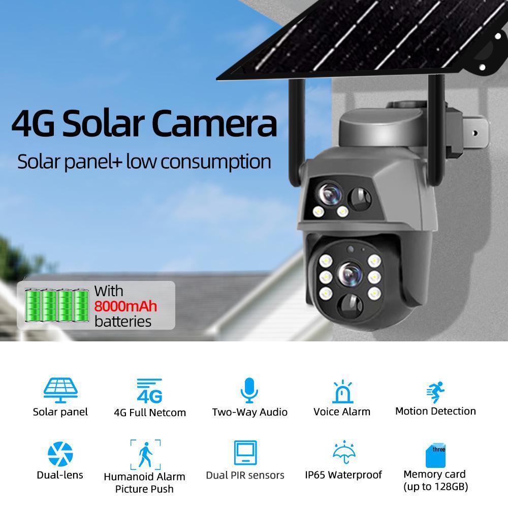 8MP 4K Dual Lens Solar 4G Outdoor Camera with PIR Night Vision