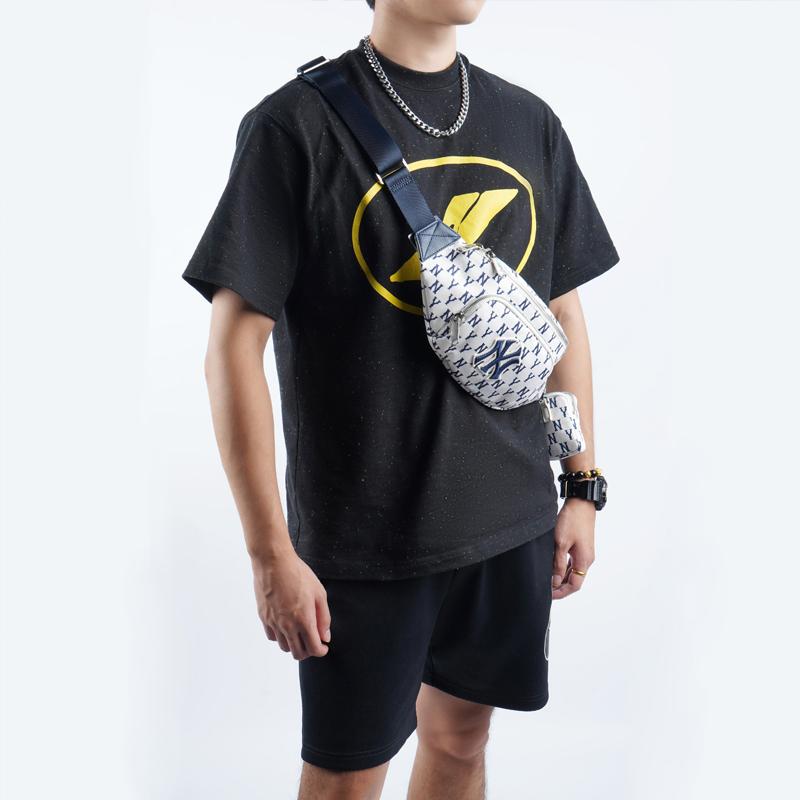 New MLB Monogram Collection Polyester Combo Bag, One Shoulder Crossbody Fanny Pack Regular Unisex Cream White 3AHSM012N-50CRS