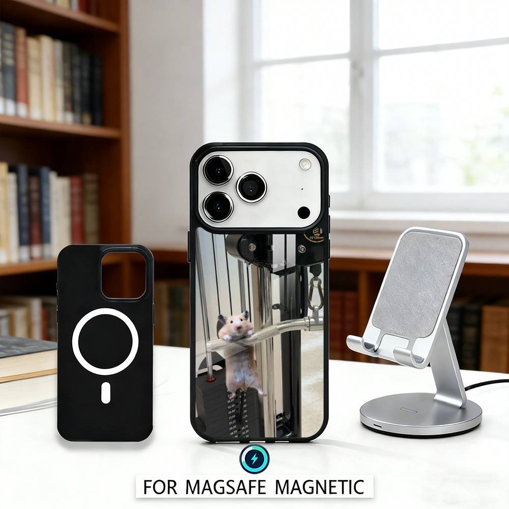Cute G-Gym H-Hamster Phone Case Magnetic For iPhone17 16 15 14 13 12 Pro Max For Magsafe Wireless Charging Cover