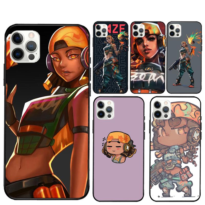 Raze Valorant Phone Case For iPhone 16 15 Pro Max 11 12 13 Mini 14 Pro Max XR 15 16 Plus 16e Cover Coque